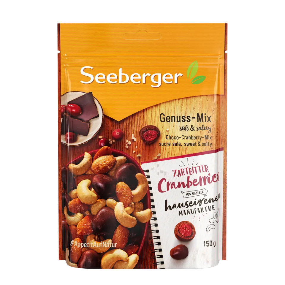 seeberger-choco-cranberry-mix-m-lange-sucr-sal-noix-et-fruits image 1