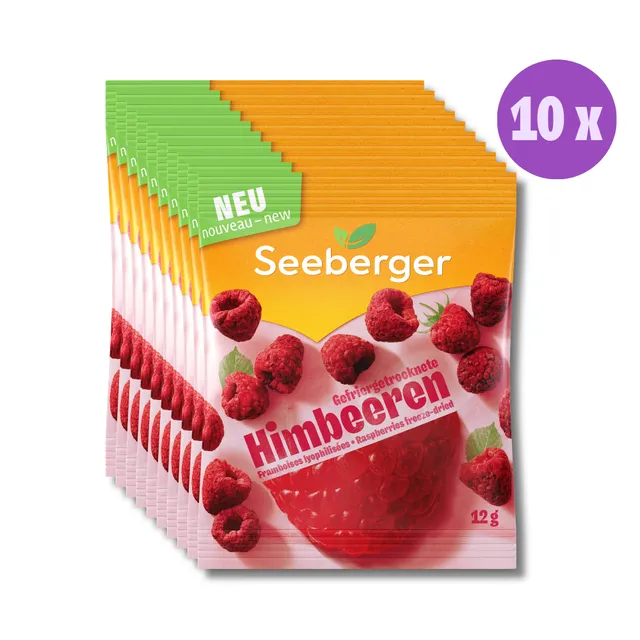 seeberger-framboises-lyophilis-es-multipack-10-x-12g-sans-sucre-ajout image 1