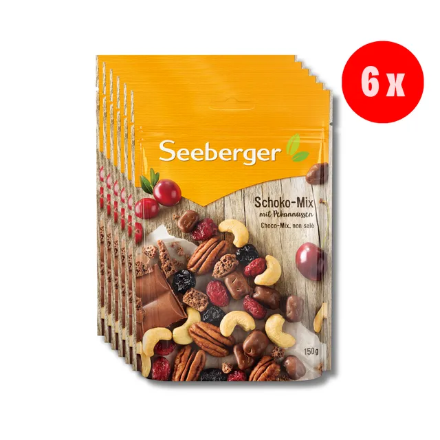 seeberger-schoko-mix-multipack-6-x-150-g-noix-chocolat image 1